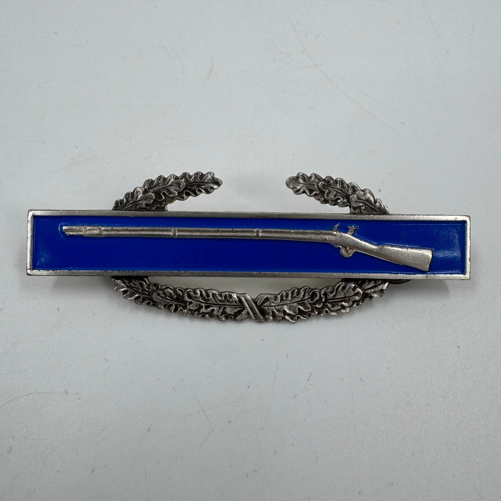 Sterling Silver .925 Combat Infantryman Cib Pin Enamel Oak Leaf Wreath 3in Wwii